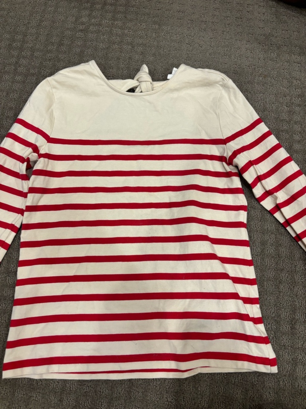 Sezane Cream and Red Striped Long Sleeve Tee
